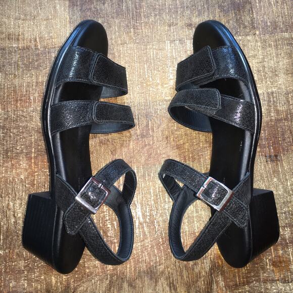 SAS Shoes Savanna Heel Strap Sandal Web Black Womens 8.5 Wide Classic - Picture 6 of 8